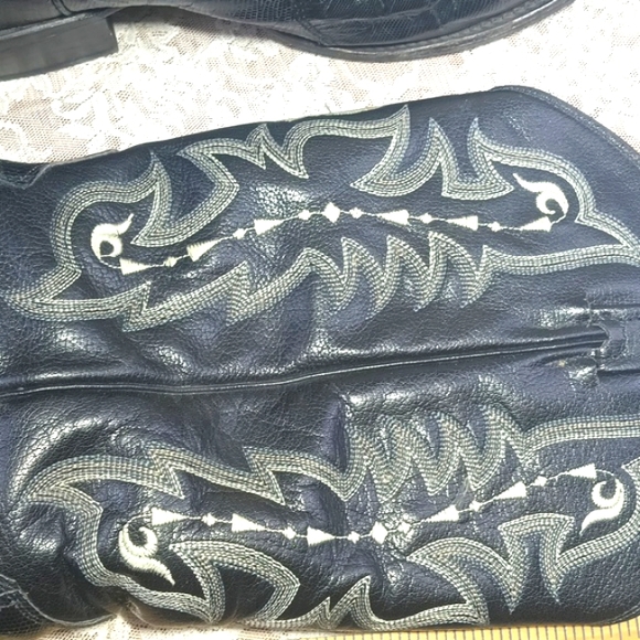 Tony Lama Boots Mens #CZ810 Lizard Pretty Cowboy Black Leather Sz 12EE - Picture 16 of 17